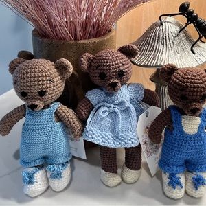 One of a kind knitted dolls.